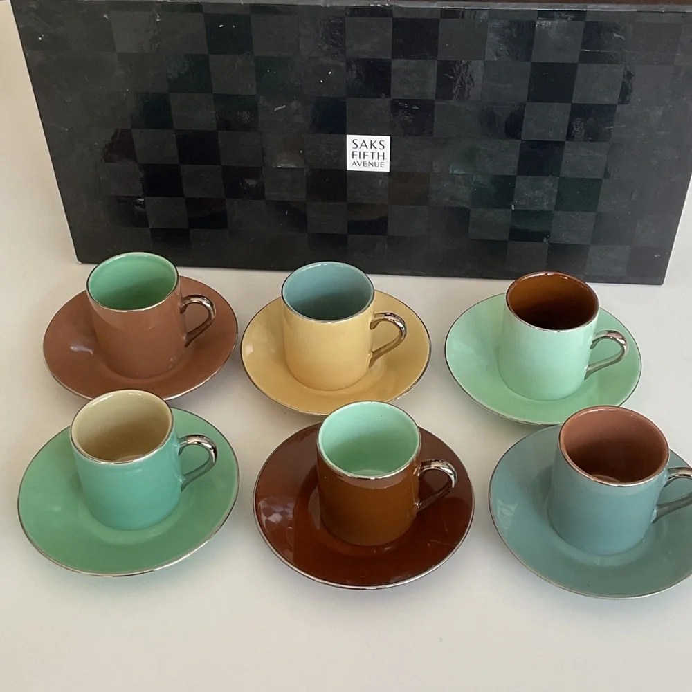 Saks Fifth Avenue Multicolor Espresso Mug Set. NWT - Picture 4 of 10